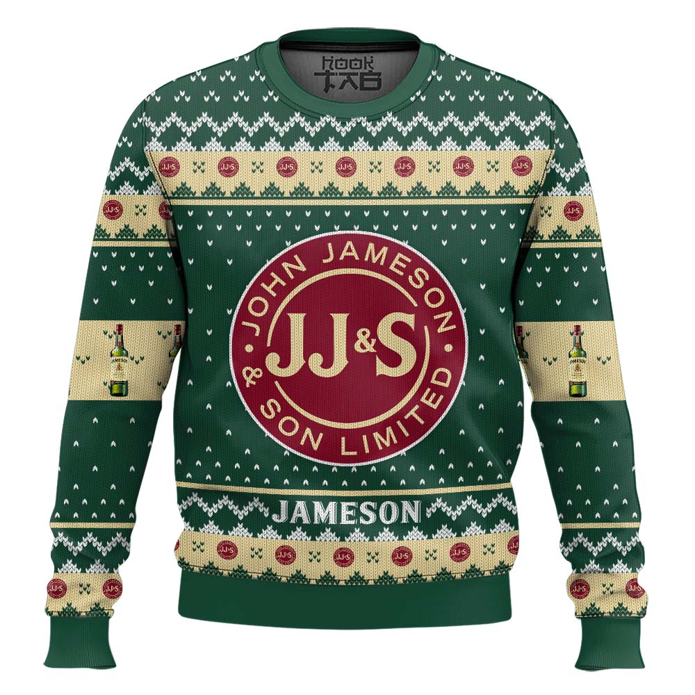 Hooktab Jameson Irish Whiskey Ugly Christmas Sweater Hooktab Jameson Irish Whiskey Ugly Christmas Sweater