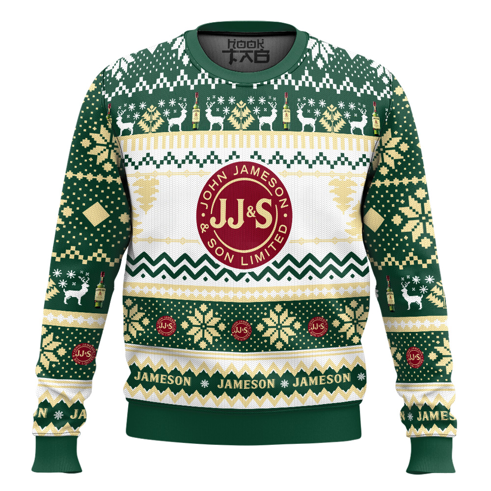 Hooktab Jameson Irish Whisky Ugly Christmas Sweater Hooktab Jameson Irish Whisky Ugly Christmas Sweater