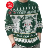 Hooktab Jameson Titties Funny - Custom Name Ugly Christmas Sweater