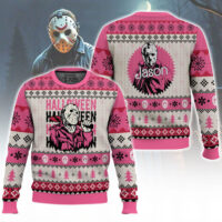 Hooktab Jason Pink Halloween Friday The 13th Ugly Christmas Sweater