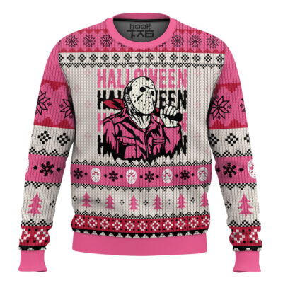 Jason Pink Halloween Friday The 13th Ugly Christmas Sweater