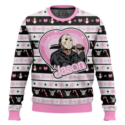 Jason Voorhees Pink Heart Friday The 13th Ugly Christmas Sweater