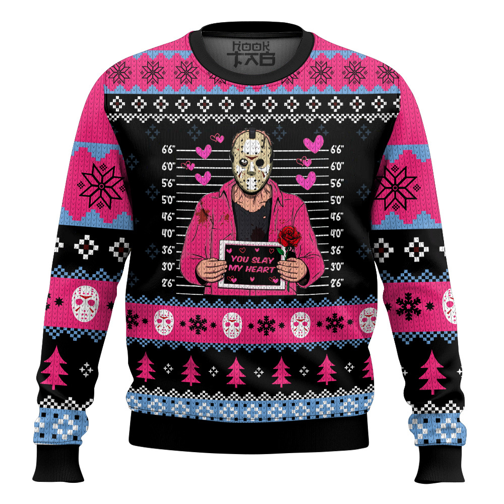 Hooktab Jason Voorhees You Slay My Heart Ugly Christmas Sweater Hooktab Jason Voorhees You Slay My Heart Ugly Christmas Sweater