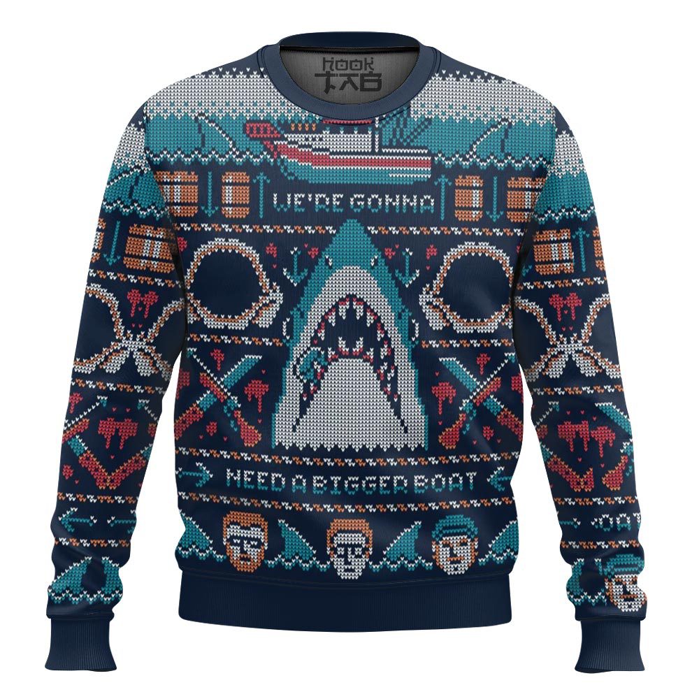 Hooktab Jaws We're Gonna Need A Bigger Boat Ugly Christmas Sweater Hooktab Jaws We're Gonna Need A Bigger Boat Ugly Christmas Sweater