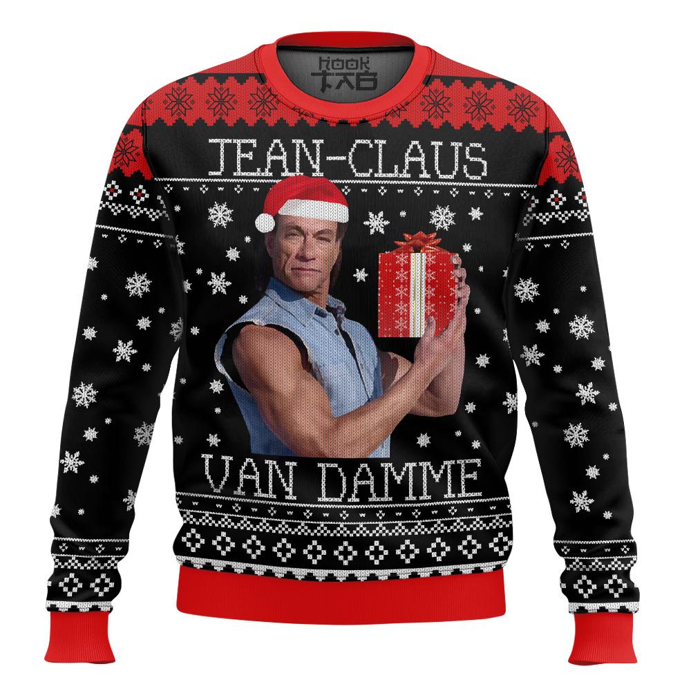 Hooktab Jean Claus Van Damme Ugly Christmas Sweater Hooktab Jean Claus Van Damme Ugly Christmas Sweater