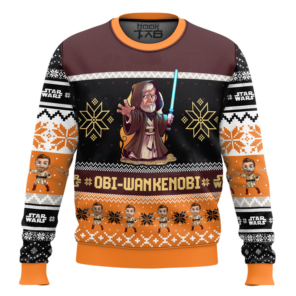 Hooktab Jedi Obi-wan Kenobi Star Wars Ugly Christmas Sweater Hooktab Jedi Obi-wan Kenobi Star Wars Ugly Christmas Sweater