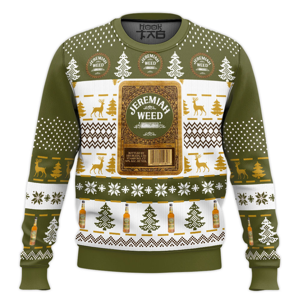 Hooktab Jeremiah Weed Bourbon Ugly Christmas Sweater Hooktab Jeremiah Weed Bourbon Ugly Christmas Sweater