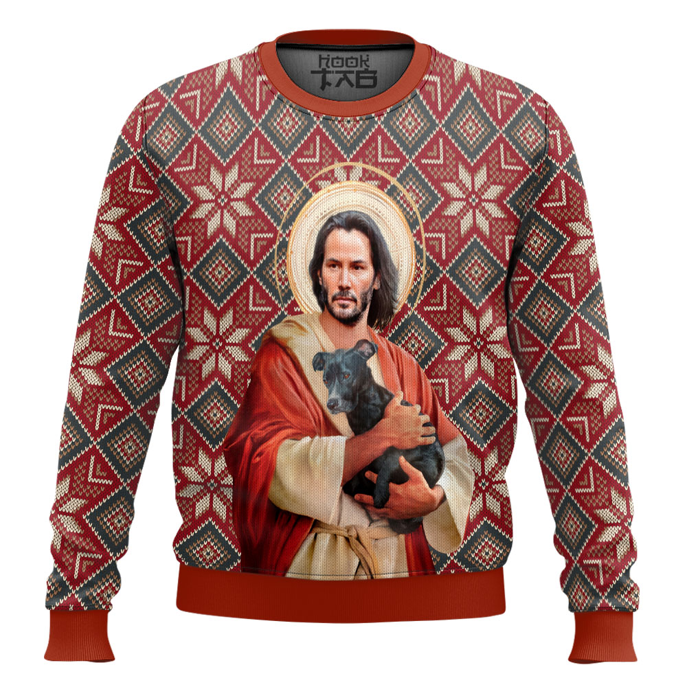 Hooktab Jesus John Wick Ugly Christmas Sweater Hooktab Jesus John Wick Ugly Christmas Sweater
