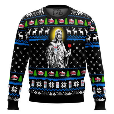 Jesus With Coors Light Ugly Christmas Sweater