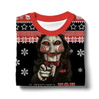 Hooktab Jigsaw I Want To Play A Game Saw Ugly Christmas Sweater