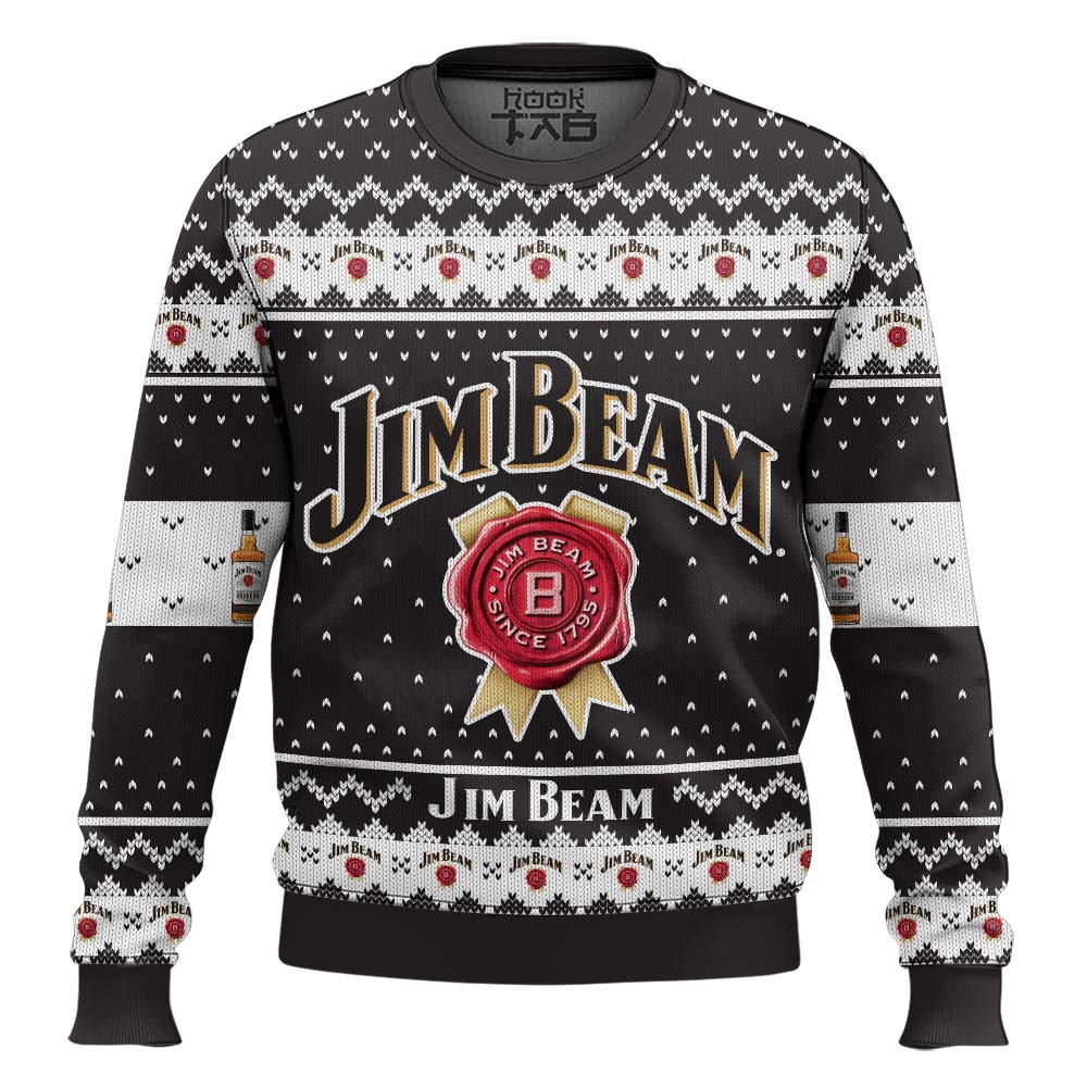 Hooktab Jim Beam Bourbon Ugly Christmas Sweater Hooktab Jim Beam Bourbon Ugly Christmas Sweater