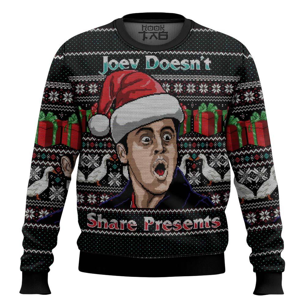 Hooktab Joey Doesn't Share Presents Friends Ugly Christmas Sweater Hooktab Joey Doesn't Share Presents Friends Ugly Christmas Sweater