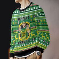 Hooktab John Cena Respect Earn It Never Give Up WWE Ugly Christmas Sweater