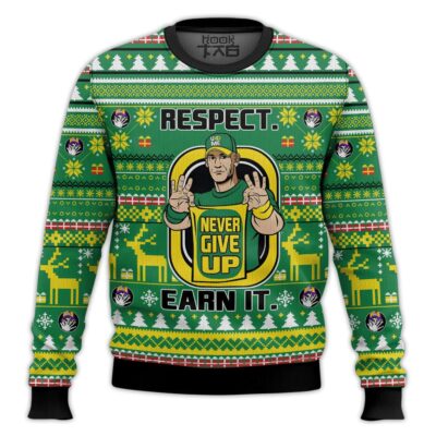 John Cena Respect Earn It Never Give Up WWE Ugly Christmas Sweater