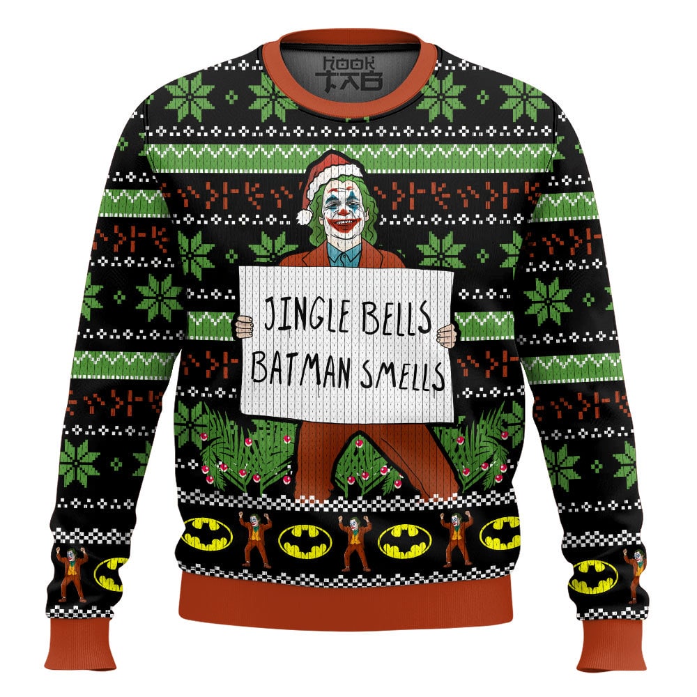 Hooktab Joker Jingle Bells Batman Smells Ugly Christmas Sweater Hooktab Joker Jingle Bells Batman Smells Ugly Christmas Sweater