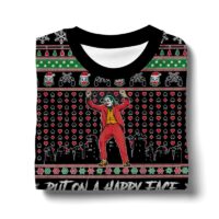 Hooktab Joker "Put On A Happy Face For Christmas" Ugly Christmas Sweater