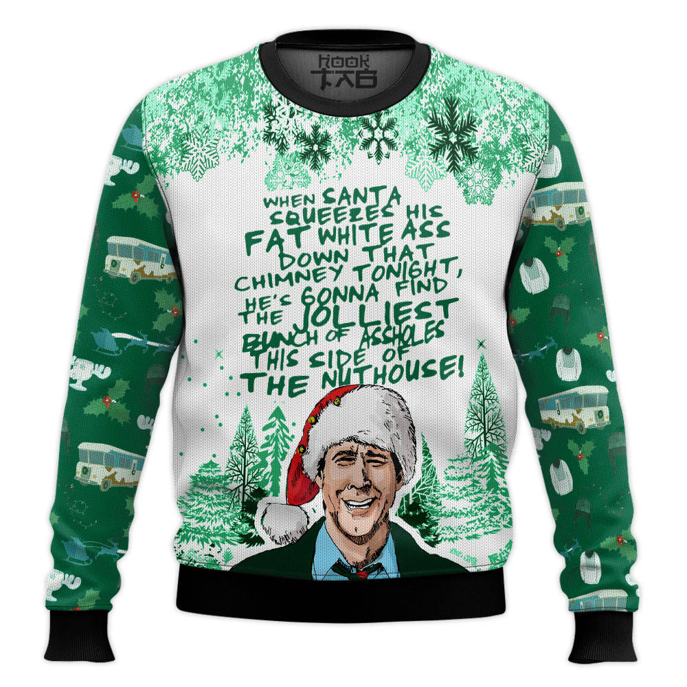 Hooktab Jolliest Bunch Of Assholes National Lampoon's Vacation Ugly Christmas Sweater Hooktab Jolliest Bunch Of Assholes National Lampoon's Vacation Ugly Christmas Sweater