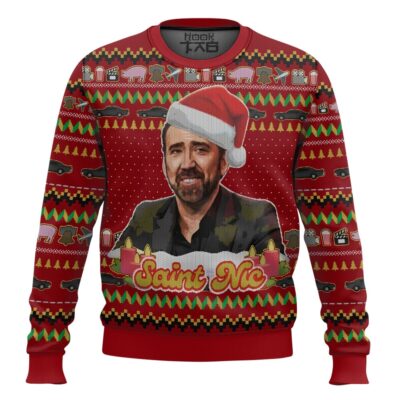 Jolly Old Saint Nic Nicolas Cage Ugly Christmas Sweater
