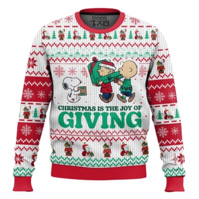 Joy Of Giving The Charlie Brown and Snoopy Show Ugly Christmas Sweater