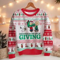 Hooktab Joy Of Giving The Charlie Brown and Snoopy Show Ugly Christmas Sweater