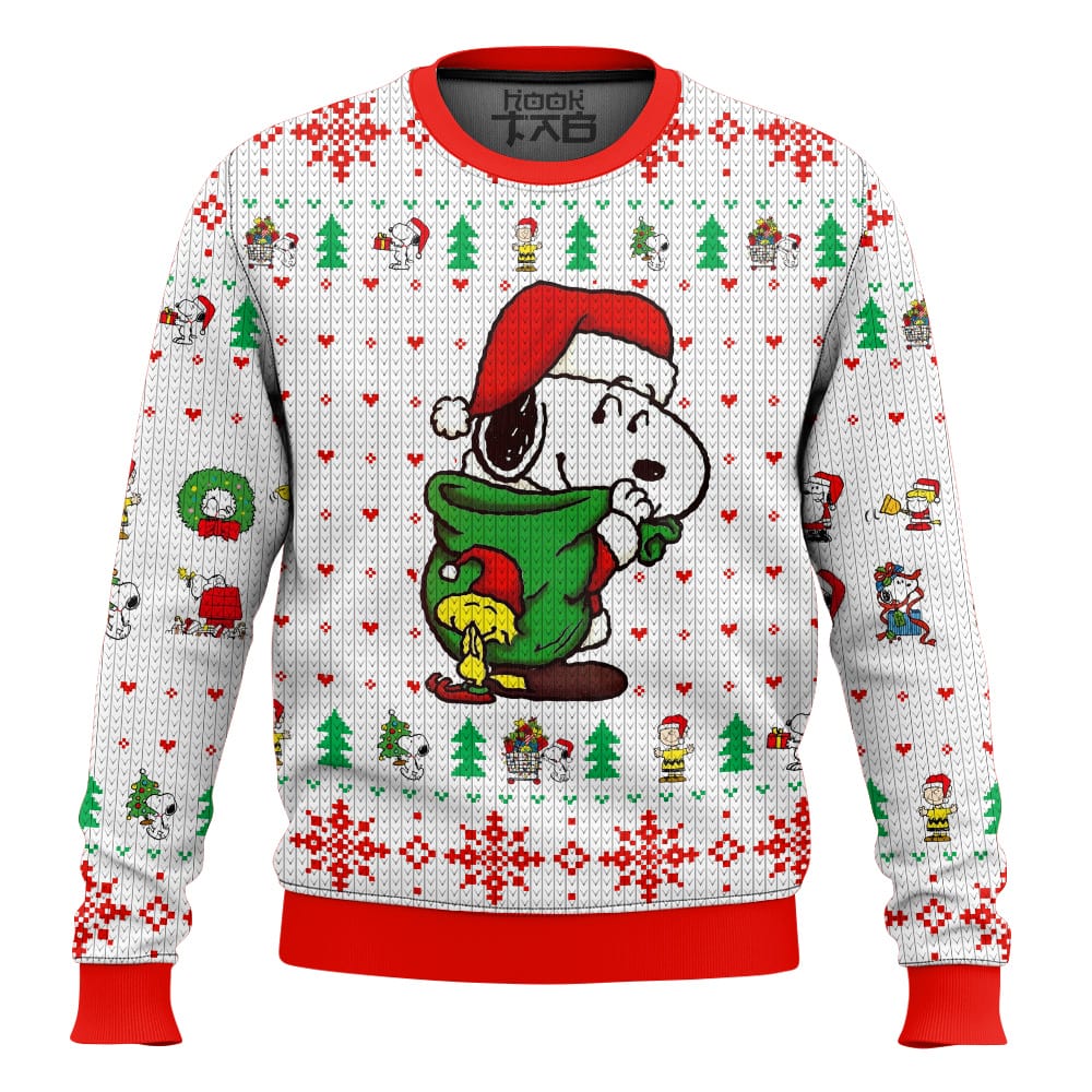 Hooktab Joyful Moment The Charlie Brown and Snoopy Show Ugly Christmas Sweater Hooktab Joyful Moment The Charlie Brown and Snoopy Show Ugly Christmas Sweater