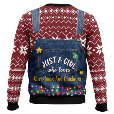 Hooktab Just A Girl Who Loves Chickens Ugly Christmas Sweater