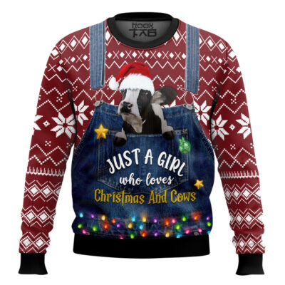 Just A Girl Who Loves Christmas And Cows Ugly Christmas Sweater