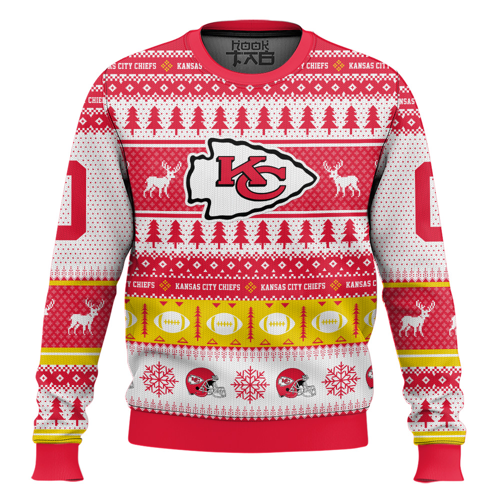 Hooktab Kansas City Chiefs - Custom Name And Number Ugly Sweater Hooktab Kansas City Chiefs - Custom Name And Number Ugly Sweater