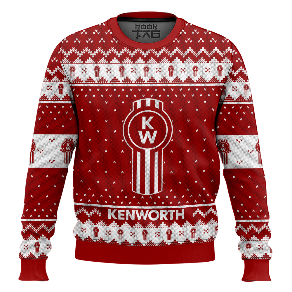 Hooktab Kenworth Semi Truck Ugly Christmas Sweater Hooktab Kenworth Semi Truck Ugly Christmas Sweater