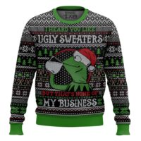 Hooktab Kermit The Frog None Of My Business Ugly Christmas Sweater