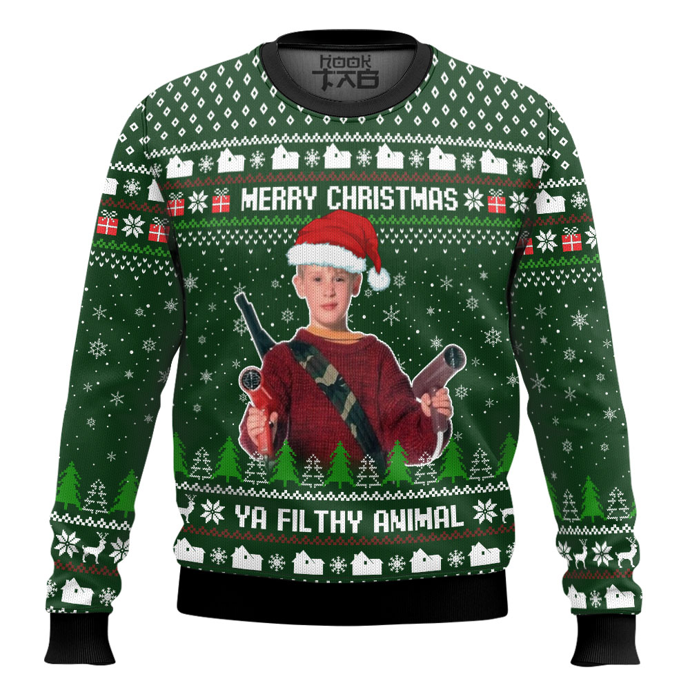 Hooktab Kevin Ya Filthy Animal Home Alone Ugly Christmas Sweater Hooktab Kevin Ya Filthy Animal Home Alone Ugly Christmas Sweater