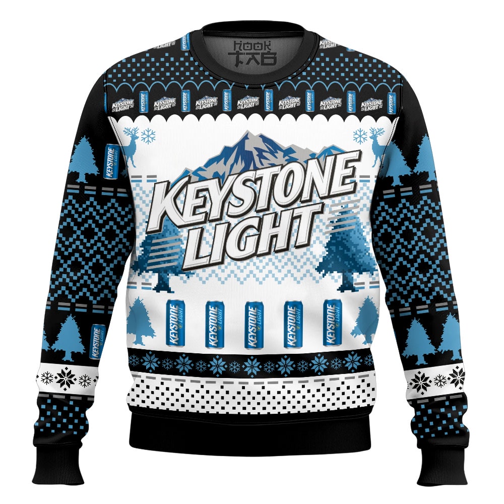 Hooktab Keystone Light Beer Ugly Christmas Sweater Hooktab Keystone Light Beer Ugly Christmas Sweater
