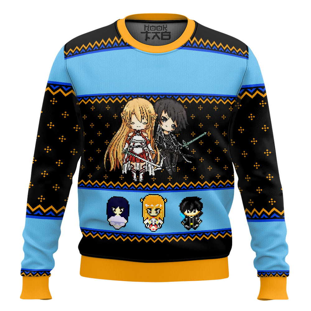 Hooktab Kirito Asuna Sword Art Online Ugly Christmas Sweater Hooktab Kirito Asuna Sword Art Online Ugly Christmas Sweater