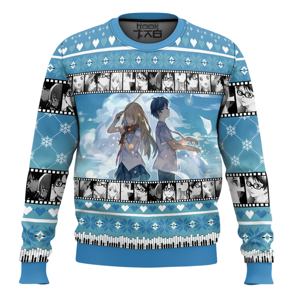 Hooktab Kousei And Kaori Your Lie In April Ugly Christmas Sweater Hooktab Kousei And Kaori Your Lie In April Ugly Christmas Sweater