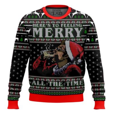 Kramer Here’s To Feeling Merry All The Time Seinfeld Ugly Christmas Sweater