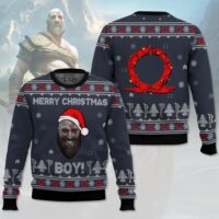 Hooktab Kratos Merry Xmas Boy God Of War Ugly Christmas Sweater