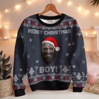 Hooktab Kratos Merry Xmas Boy God Of War Ugly Christmas Sweater