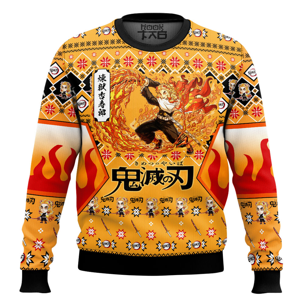 Hooktab Kyojuro Rengoku Ugly Christmas Sweater Hooktab Kyojuro Rengoku Ugly Christmas Sweater