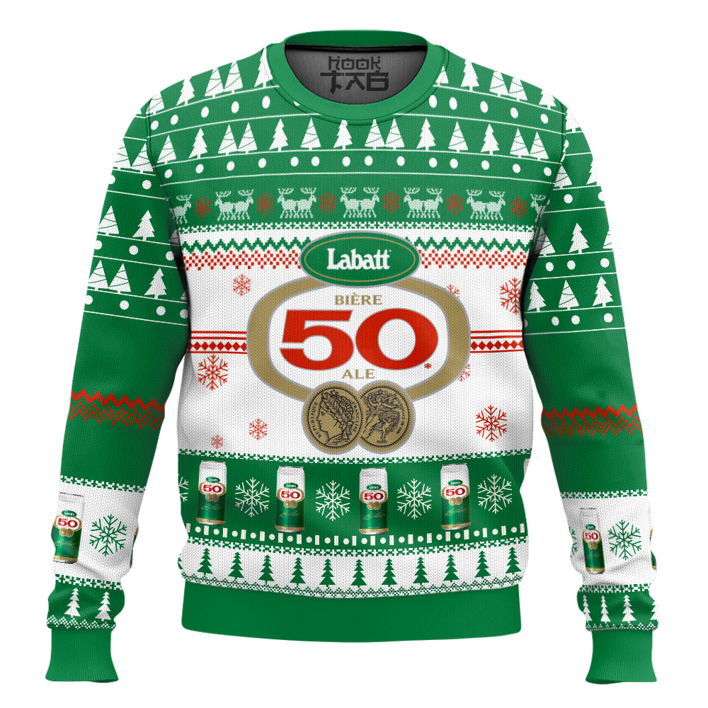 Hooktab Labatt 50 Canadian Beer Ugly Christmas Sweater Hooktab Labatt 50 Canadian Beer Ugly Christmas Sweater