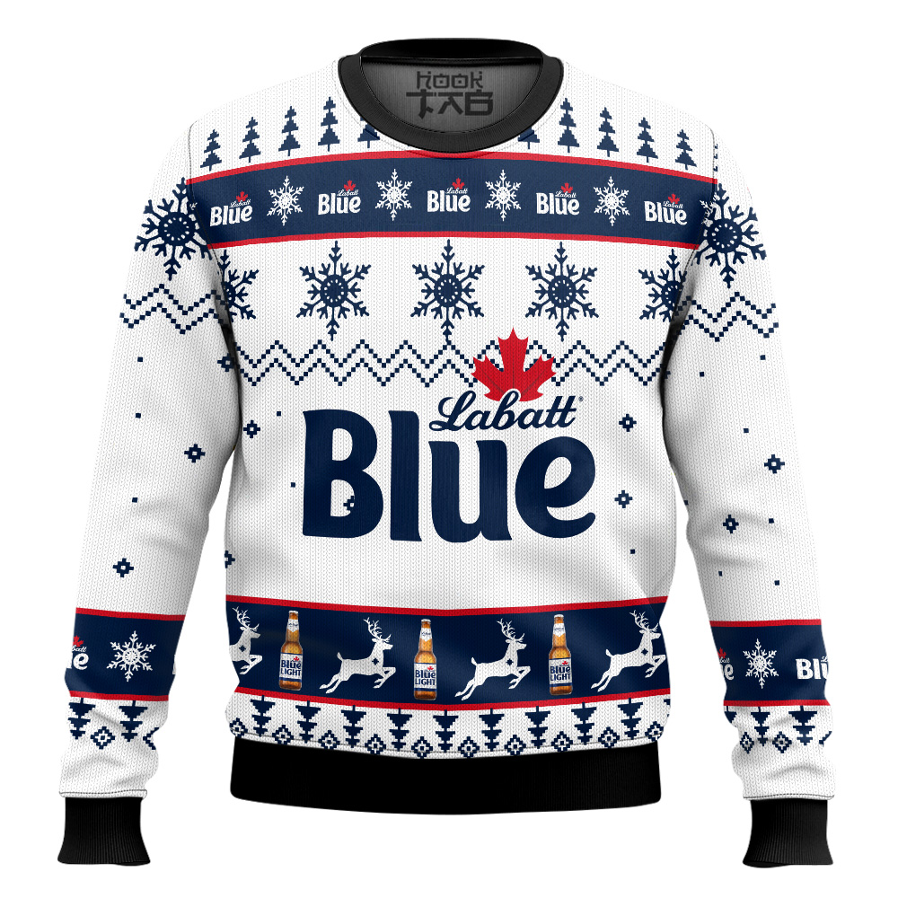 Hooktab Labatt Blue Beer - Custom Name Ugly Christmas Sweater Hooktab Labatt Blue Beer - Custom Name Ugly Christmas Sweater