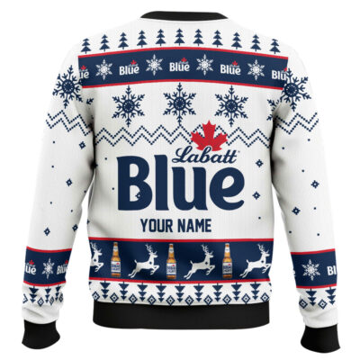 Hooktab Labatt Blue Beer – Custom Name Ugly Christmas Sweater