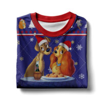 Hooktab Lady And The Tramp Spaghetti Ugly Christmas Sweater