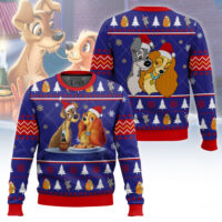 Hooktab Lady And The Tramp Spaghetti Ugly Christmas Sweater