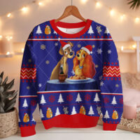 Hooktab Lady And The Tramp Spaghetti Ugly Christmas Sweater