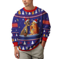 Hooktab Lady And The Tramp Spaghetti Ugly Christmas Sweater