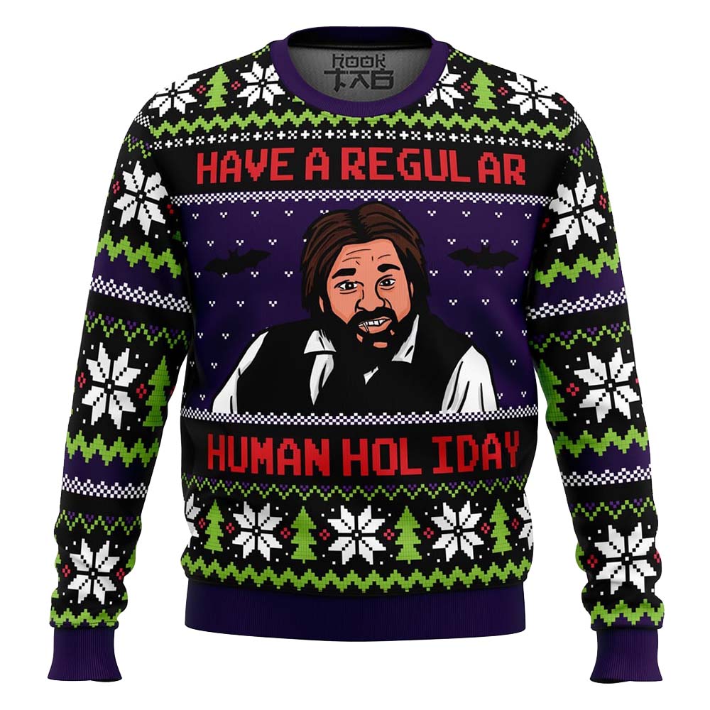 Hooktab Laszlo Cravensworth Human Holiday What We Do In The Shadows Ugly Christmas Sweater Hooktab Laszlo Cravensworth Human Holiday What We Do In The Shadows Ugly Christmas Sweater