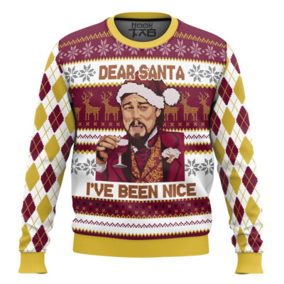 Laughing Leonardo Dicaprio Dear Santa I've Been Nice Ugly Christmas Sweater