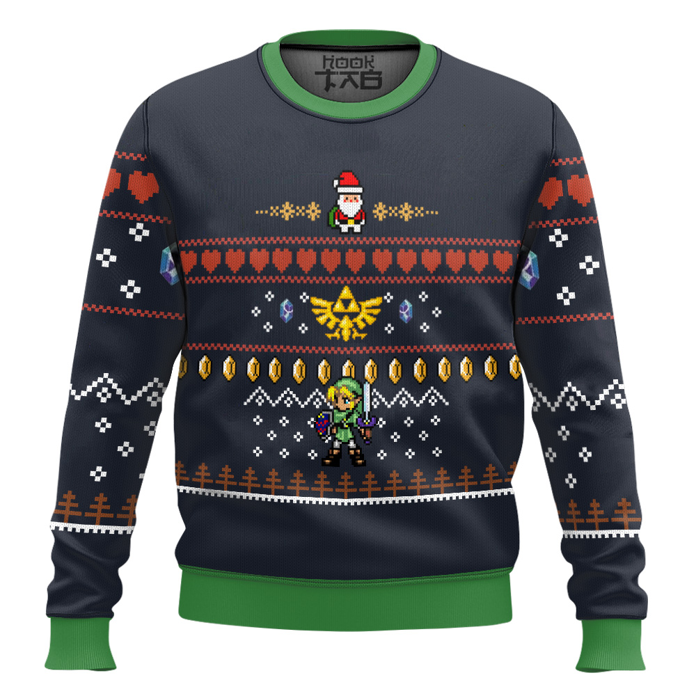 Hooktab Legend Of Zelda Santa Link Ugly Christmas Sweater Hooktab Legend Of Zelda Santa Link Ugly Christmas Sweater