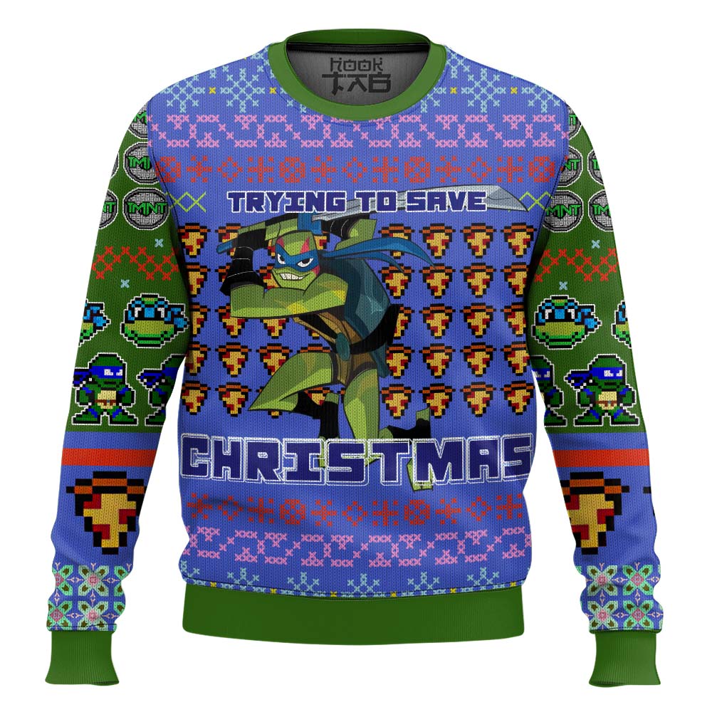 Hooktab Leonardo Rise Of The Teenage Mutant Ninja Turtles Ugly Christmas Sweater Hooktab Leonardo Rise Of The Teenage Mutant Ninja Turtles Ugly Christmas Sweater