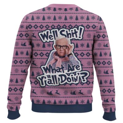 Hooktab Leslie Jordan Well Shit What Are Yall Doin Ugly Christmas Sweater